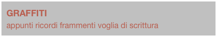 GRAFFITI
appunti ricordi frammenti voglia di scrittura