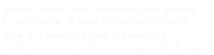 sono come uno specchio dell’anima
l’emozione di una porta meccanica
che si spalanca che ti somiglia
che trovi solo dentro un battito di ciglia